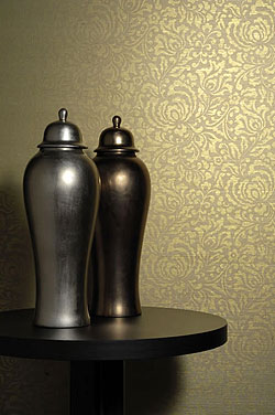 Luxus Grastapete Muster hellbraun beige mit Stempelauftrag aus Gold Metall Glanz im Online Shop kaufen
